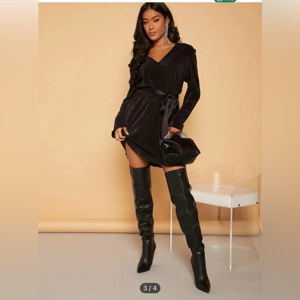 Women’s bamboo brand thigh high black leather boots new